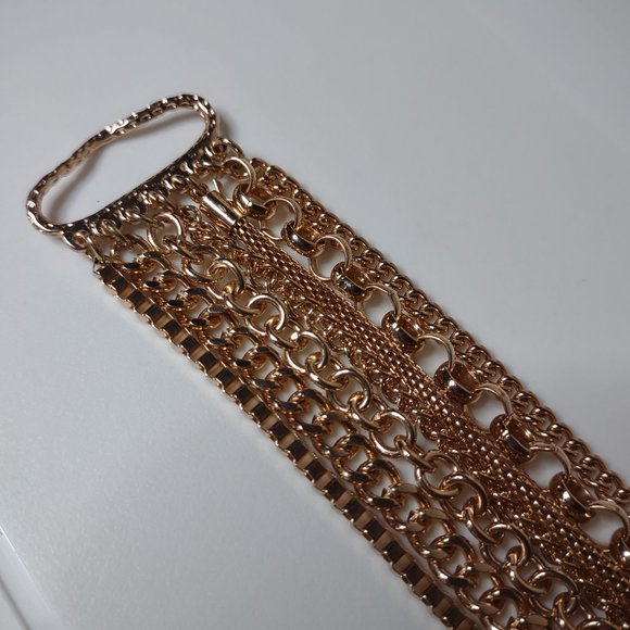 Pretty Layered Gold Tone Metal Chain Bracelet - Picture 8 of 11
